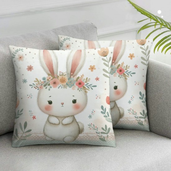 Ulloord Happy Pillow Covers, Floral Hello Farmhouse Decorative Throw Pillowcases for Home Sofa Couch Decoration