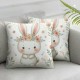 Ulloord Happy Pillow Covers, Floral Hello Farmhouse Decorative Throw Pillowcases for Home Sofa Couch Decoration