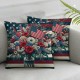 Ulloord Decorations Pillow Covers Star and Stripe Freedom Boot Floral Flag Throw Pillow Covers Pillows Decor Cushion Case