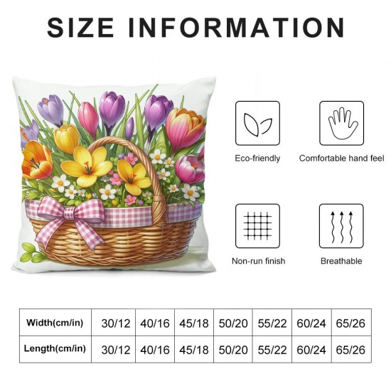 Ulloord Spring Pillow Covers , Floral Striped Decorative Pillowcases for Home Sofa Decoration