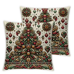 Ulloord Christmas Pillow Covers Christmas Tree Merry Christmas Red Decorative Cushion Case Winter Holiday Pillowcase for Sofa Couch Outdoor Patio Living Room