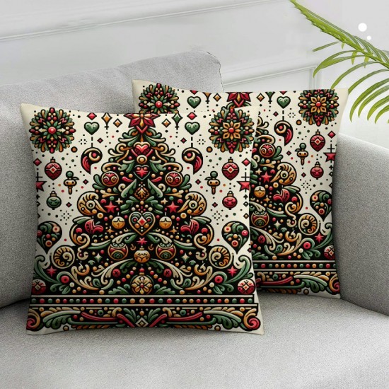 Ulloord Christmas Pillow Covers Christmas Tree Merry Christmas Red Decorative Cushion Case Winter Holiday Pillowcase for Sofa Couch Outdoor Patio Living Room