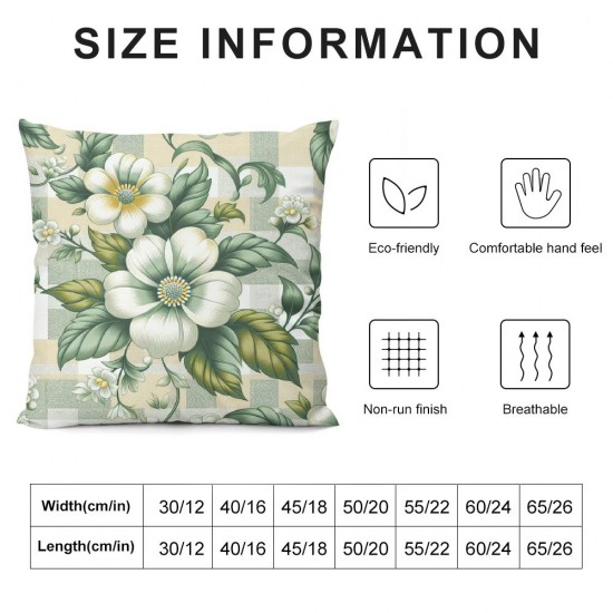 Ulloord Spring Pillow Covers , Green Floral Flowers Bloom Farmhouse Decorative Throw Pillowcases for Home Sofa Couch Decoration