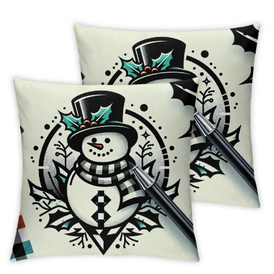 Ulloord Christmas Pillow Covers for Christmas Decorations Snowman Christmas Pillows Winter Holiday Throw Pillows Christmas Farmhouse Decor