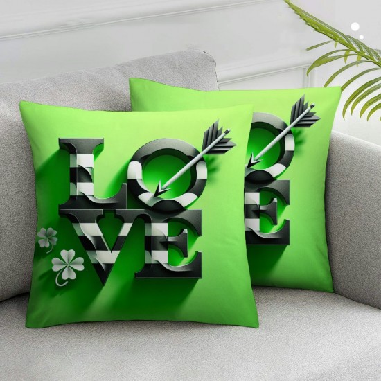 Ulloord Pillow Covers , Green Love Truck Shamrocks Farmhouse Throw Pillowcases for Home Sofa Couch Cushion Decoration