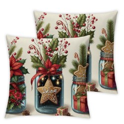 Ulloord Christmas Pillow Covers Christmas Decorations Throw Pillow Covers Cushion Cases Winter Holiday Decor Pillowcases for Sofa Couch Living Room Home