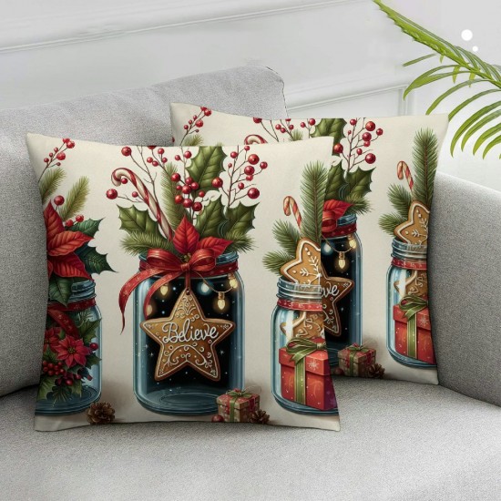 Ulloord Christmas Pillow Covers Christmas Decorations Throw Pillow Covers Cushion Cases Winter Holiday Decor Pillowcases for Sofa Couch Living Room Home