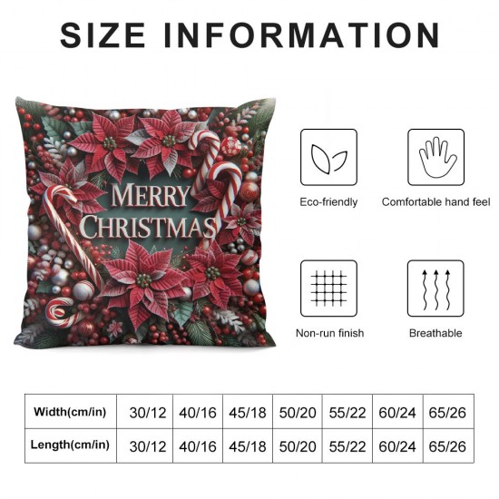 Ulloord Christmas Pillow Covers Throw Pillow Covers Christmas Décor Winter Holiday Cushion Case for Sofa Couch Outdoor Patio Living Room