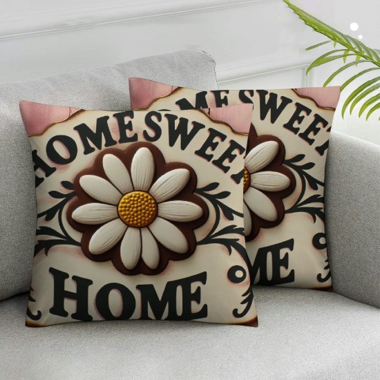 Ulloord Spring Pillow Covers ， Floral Purple Daisy Decorative Throw Pillowcases for Home Sofa Couch Decoration