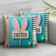 Ulloord Happy Pillow Covers , Rabbit Bunny Floral Eggs Striped Farmhouse Decorative Throw Pillowcases for Home Sofa Couch Decoration