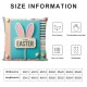 Ulloord Happy Pillow Covers , Rabbit Bunny Floral Eggs Striped Farmhouse Decorative Throw Pillowcases for Home Sofa Couch Decoration