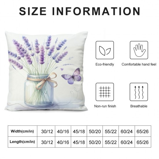 Ulloord Spring Pillow Covers, Floral Spring is in The Air Purple Farmhouse Decorative Throw Pillowcases for Home Sofa Couch Decoration