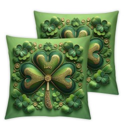 Ulloord Pillow Covers , Green Shamrocks Irish Kisses Hat Throw Pillowcases for Home Sofa Couch Cushion Decoration