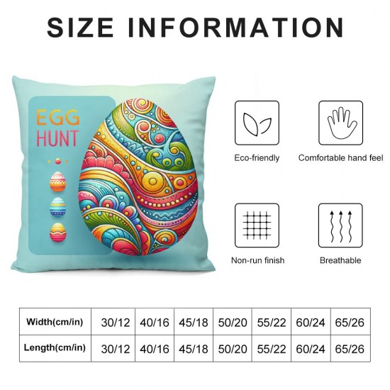 Ulloord Happy Pillow Covers, Rabbit Bunny Hello Peeps Striped Farmhouse Decorative Throw Pillowcases for Home Sofa Couch Decoration