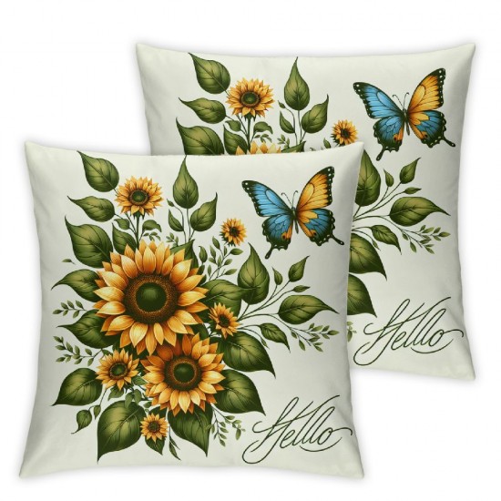 Ulloord Pillow Covers Spring Summer Pillow Covers Sunflower Floral Decorative Throw Cases for Sofa Living Room Outdoor