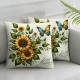 Ulloord Pillow Covers Spring Summer Pillow Covers Sunflower Floral Decorative Throw Cases for Sofa Living Room Outdoor