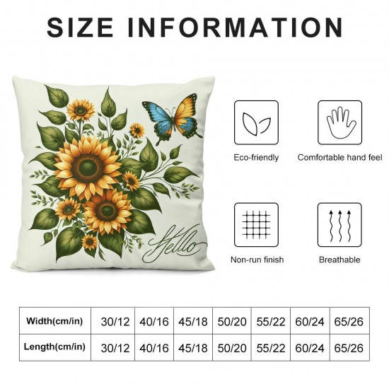 Ulloord Pillow Covers Spring Summer Pillow Covers Sunflower Floral Decorative Throw Cases for Sofa Living Room Outdoor