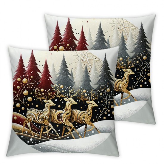 Bundles, Christmas Decorative Pillow Covers, Red, Xmas Gnome and Tree Throw Pillows, Red