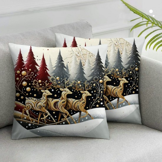 Bundles, Christmas Decorative Pillow Covers, Red, Xmas Gnome and Tree Throw Pillows, Red