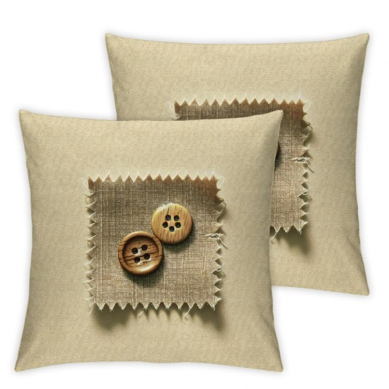 Bundles, Farmhouse Linen Trimmed Edges Pillow Covers Triple Button Burlap Pillow Covers, Off White