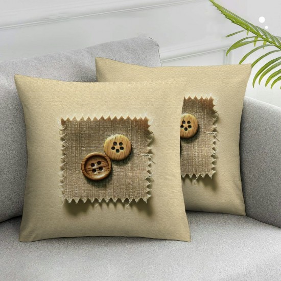 Bundles, Farmhouse Linen Trimmed Edges Pillow Covers Triple Button Burlap Pillow Covers, Off White