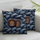 Bundles, Farmhouse Linen Trimmed Edges Pillow Covers Triple Button Burlap Pillow Covers, Navy Blue