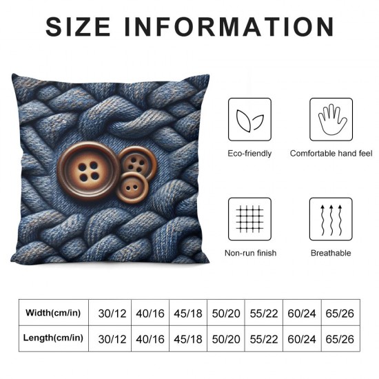 Bundles, Farmhouse Linen Trimmed Edges Pillow Covers Triple Button Burlap Pillow Covers, Navy Blue