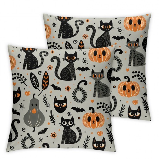 Halloween Pillow Covers Halloween Pumpkin Cat Linen Pillowcase Holiday Farmhouse Indoor Outdoor Couch Cushion Case for Sofa and Home Deco