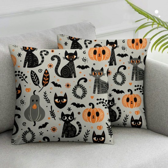 Halloween Pillow Covers Halloween Pumpkin Cat Linen Pillowcase Holiday Farmhouse Indoor Outdoor Couch Cushion Case for Sofa and Home Deco