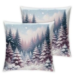 Bundles, Merry Christmas Decorative Snowman Pillow Covers, Pink, Hypoallergenic Foam Pillow Inserts