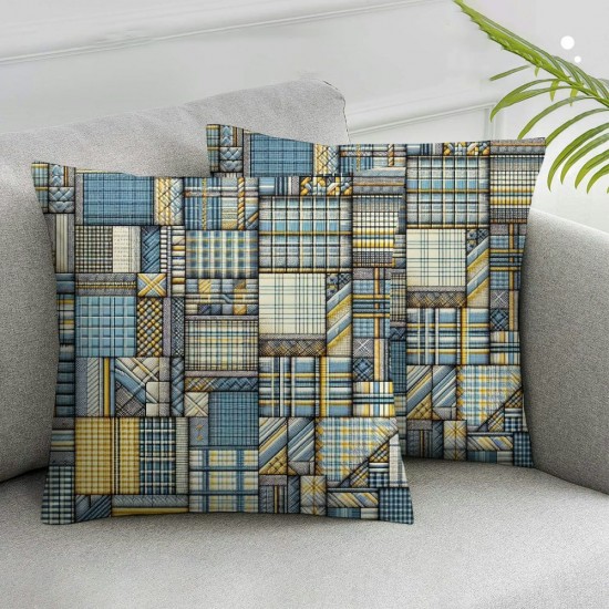 Throw Pillow Covers Farmhouse Check Pillows Spring Decorative Pillow Cover Indoor Outdoor Throw Pillows Twill Square Pillow Cases for Home Decor Yellow