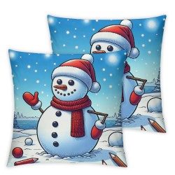 Ulloord Christmas Pillow Covers Snowman Green Throw Pillow Covers Farmhouse Pillowcase Home Decor Living Room House Decorative Cushion Case for Sofa Couch