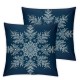 Ulloord  Bundles,Merry Christmas Decorative Snowflake Pillow Covers, Blue and Grey, Outdoor Waterproof Pillow Inserts