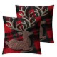 Ulloord  Bundles,Christmas Elk and Tree Pillow Covers, Red, Xmas Gnome and Tree Throw Pillows, Red