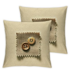 Ulloord , Linen Trimmed Edges Pillow Covers Triple Button Pillow Covers, Off White