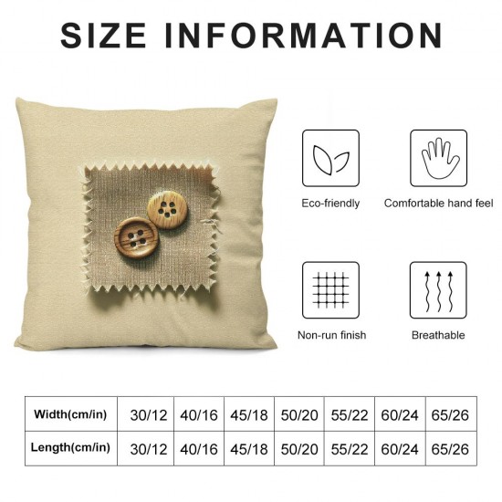 Ulloord , Linen Trimmed Edges Pillow Covers Triple Button Pillow Covers, Off White