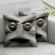 Ulloord Bundles, Farmhouse Linen Trimmed Edges Pillow Covers, Grey, Triple Button Pillow Covers, Light Grey