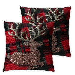 Ulloord Bundles,Christmas Elk and Pillow Covers, Red, Xmas Gnome and Throw Pillows, Red