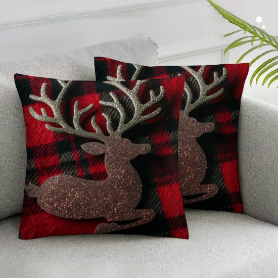 Ulloord Bundles,Christmas Elk and Pillow Covers, Red, Xmas Gnome and Throw Pillows, Red