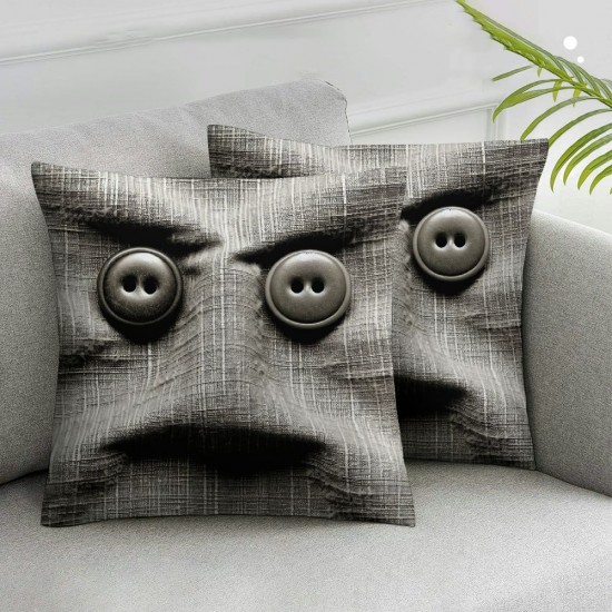 Ulloord Bundles, Linen Trimmed Edges Pillow Covers, Grey, Triple Button Pillow Covers, Light Grey