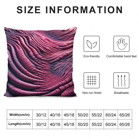 Ulloord  Velvet Decorative Throw Decorative Pillow Cover - Handmade Pleated Designed Velvet - Soft Solid Square Pillow Case for Couch Bed and Chair, Hot Pink