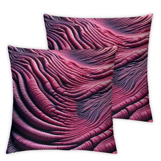 Ulloord  Velvet Decorative Throw Decorative Pillow Cover - Handmade Pleated Designed Velvet - Soft Solid Square Pillow Case for Couch Bed and Chair, Hot Pink