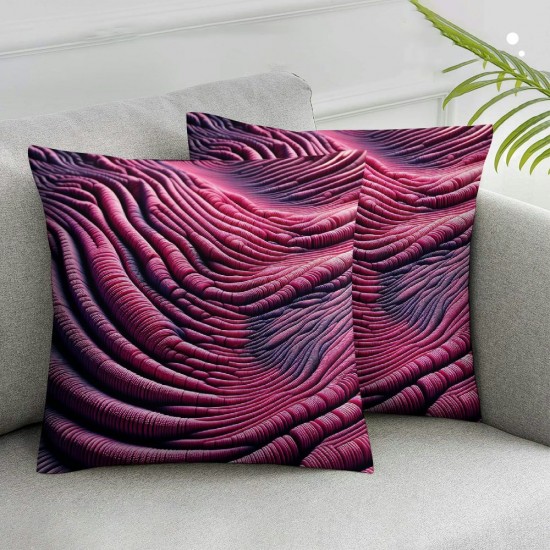 Ulloord  Velvet Decorative Throw Decorative Pillow Cover - Handmade Pleated Designed Velvet - Soft Solid Square Pillow Case for Couch Bed and Chair, Hot Pink