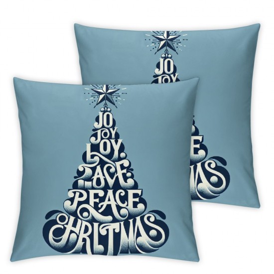 Ulloord Merry Christmas Decorative Canvas Throw Pillow Covers with Embroidered Letter, , , Latern Cushion Cover for Couch Sofa, Blue