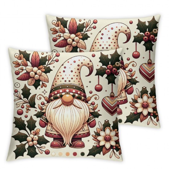 Ulloord Merry Christmas Throw Pillow Covers, Christmas Wreaths Trees and Car Decorative Pillowcases Cushion Cover, Beige