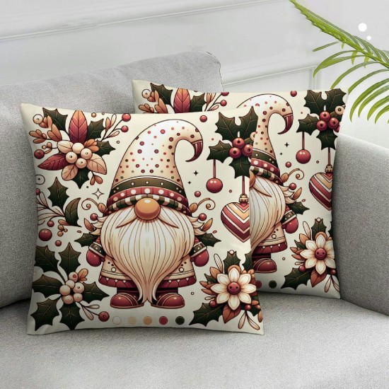 Ulloord Merry Christmas Throw Pillow Covers, Christmas Wreaths Trees and Car Decorative Pillowcases Cushion Cover, Beige