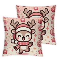 Ulloord Christmas Pillow Covers Pink Throw Pillows Snowman Tree Retro Pillowcase Home Decor Living Room House Decorative Cushion Case for Sofa Couch