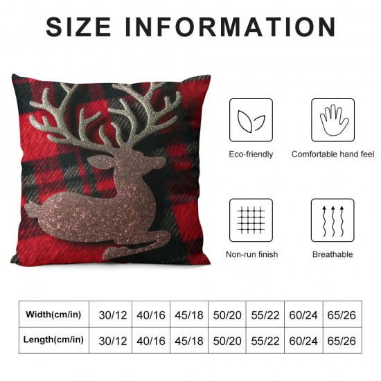 Ulloord  Bundles,Christmas Elk and Tree Pillow Covers, Red, Xmas Gnome and Tree Throw Pillows, Red