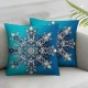 Ulloord Merry Christmas Decorative Velvet Embroidery Throw Pillow Cover with , , , Cushion Covers for Couch Sofa, Blue and Grey