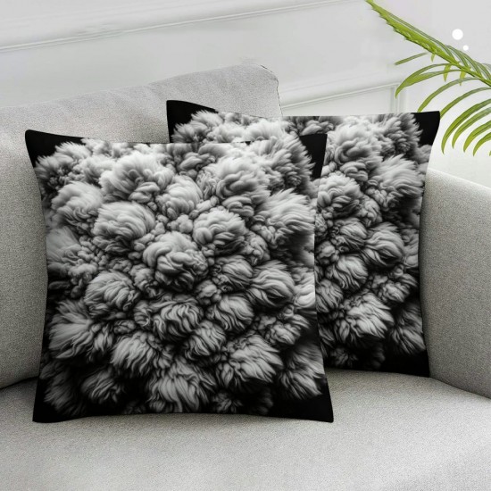 Ulloord  Sherpa Throw Decorative Pillow Cover Decorative Faux Fur Fluffy Cushion Cases Soft Square Pillow Cases for Bedroom/Couch, Off-White, Print